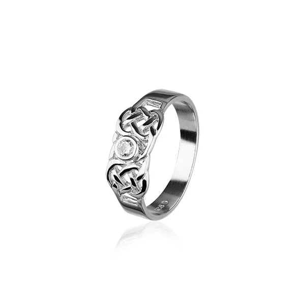 Beaded gem rings-Celtic Silver Ring CR159