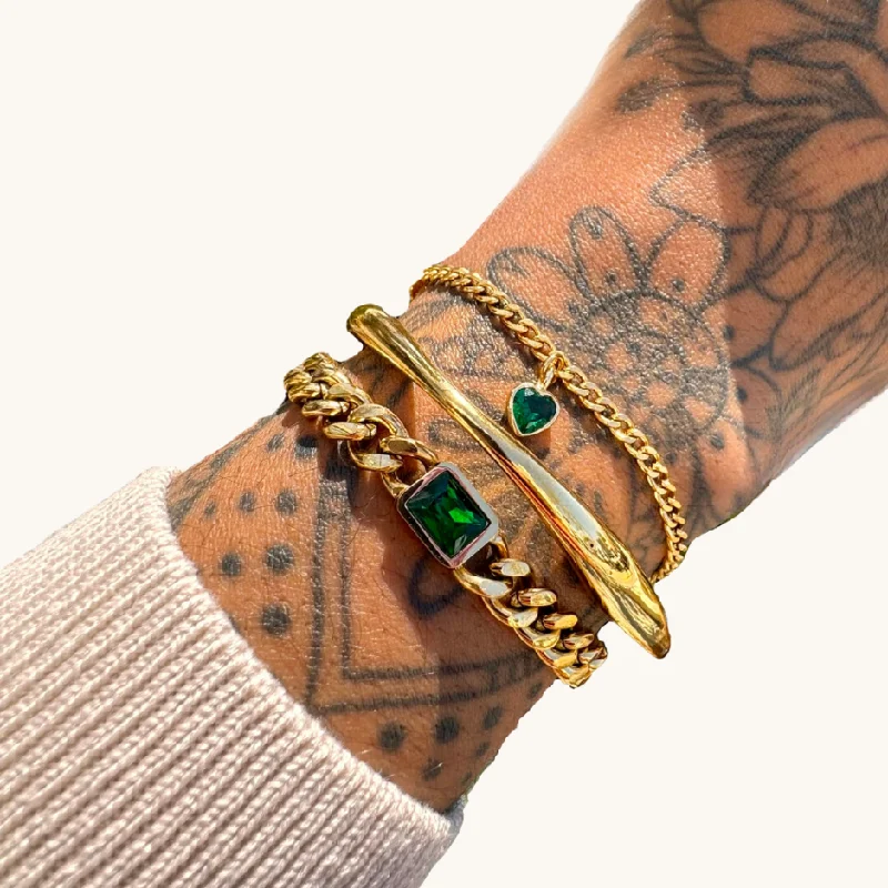 Tide shape bangles-Emerald Green Bracelet Set