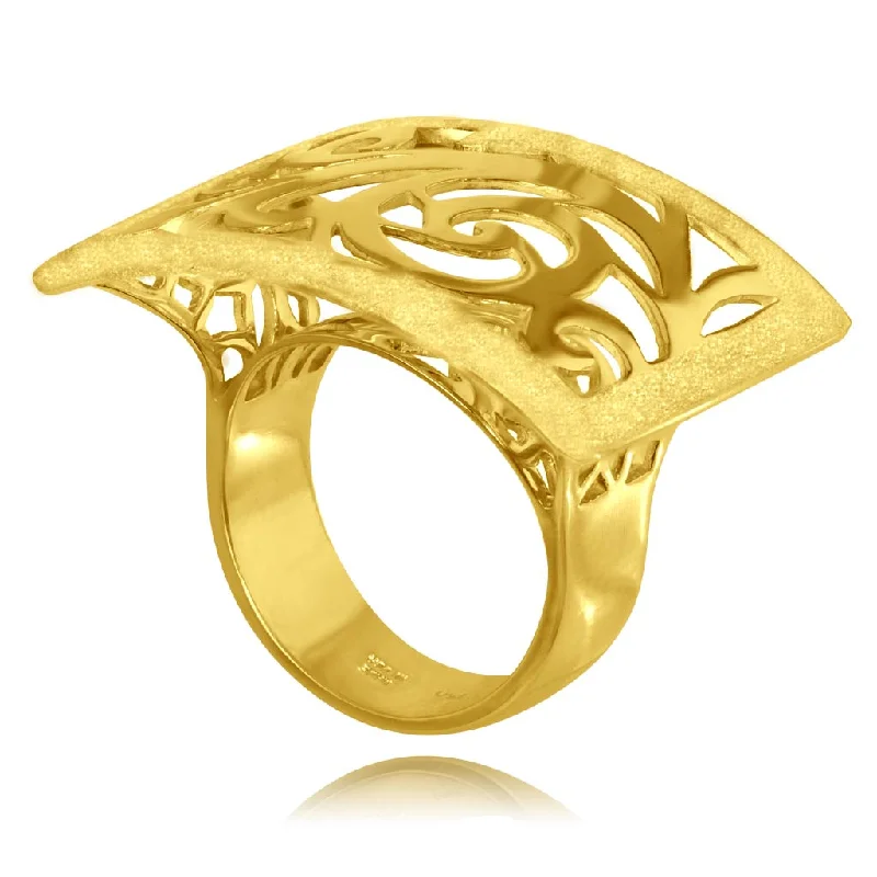 Retro flair rings-Gold Ornament Contrast Texture Ring