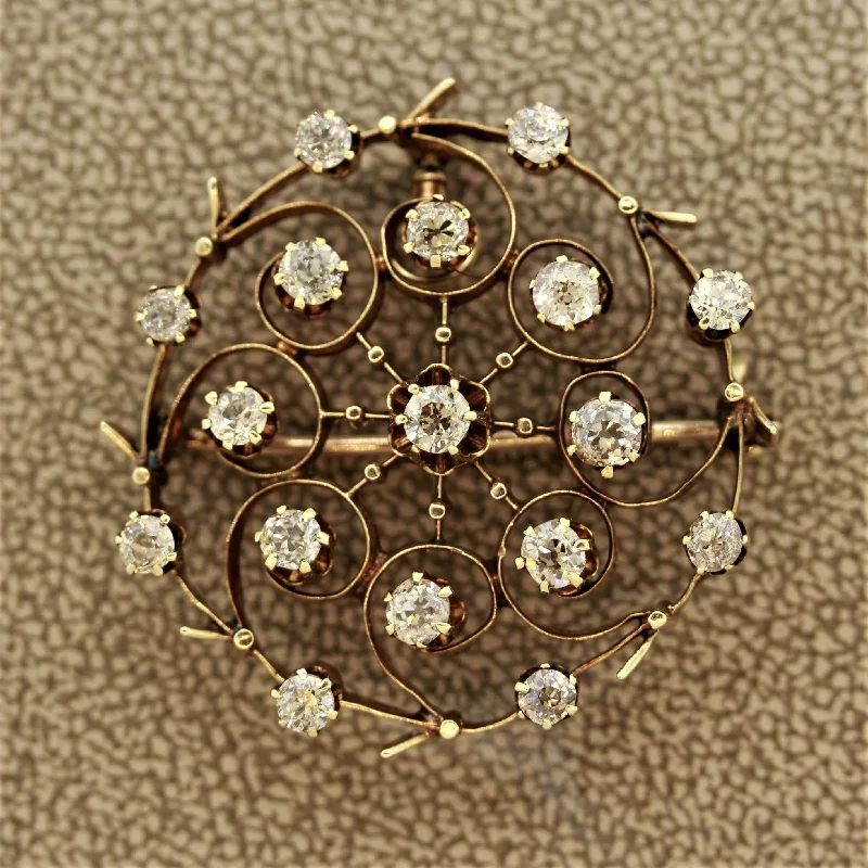 Pure crystal brooch-Victorian Diamond Gold Circle Brooch