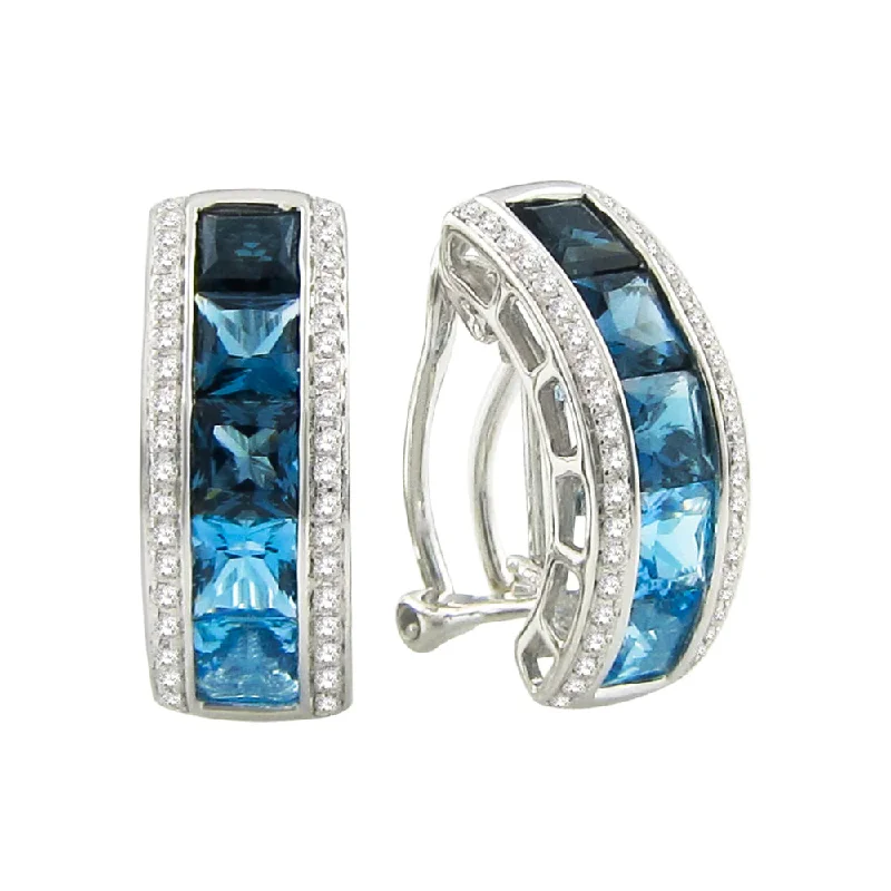 Flat knot earrings-Bellarri Eternal Love Collection 14k Blue Topaz and Diamond Earrings