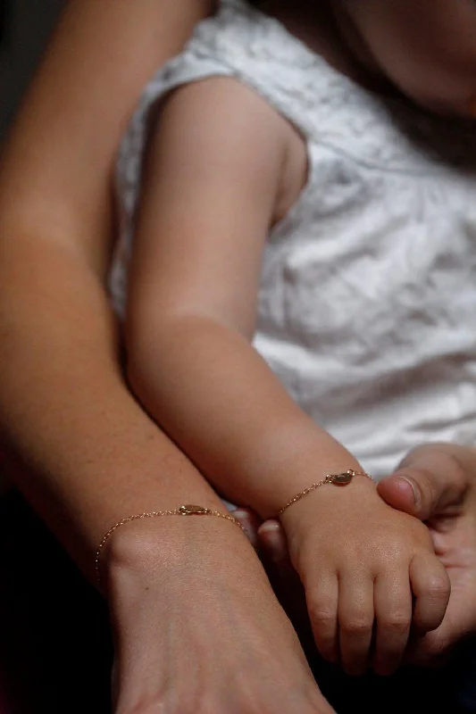 Ruby gem bangles-Mother Daughter Bracelet Set, Initial Bracelet