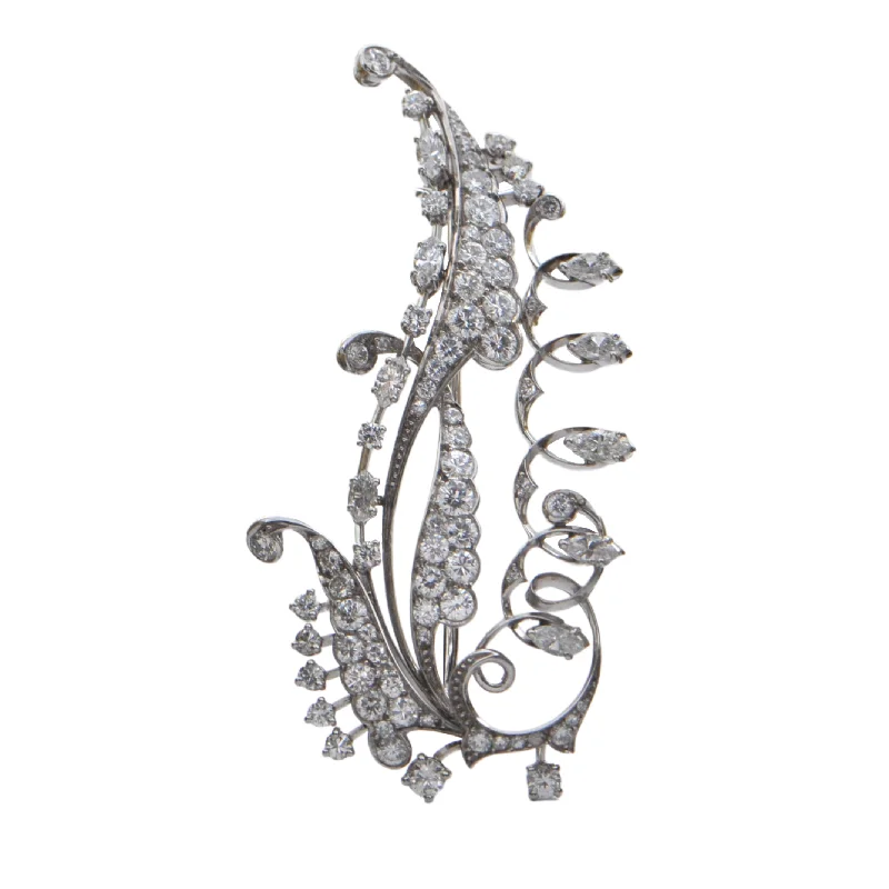 Vintage flair brooch-Diamond and Platinum Brooch (C.1950)