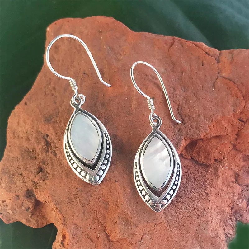 Topaz stone earrings-Translucent Earrings, Mother-of-Pearl - Sterling Silver, Indonesia