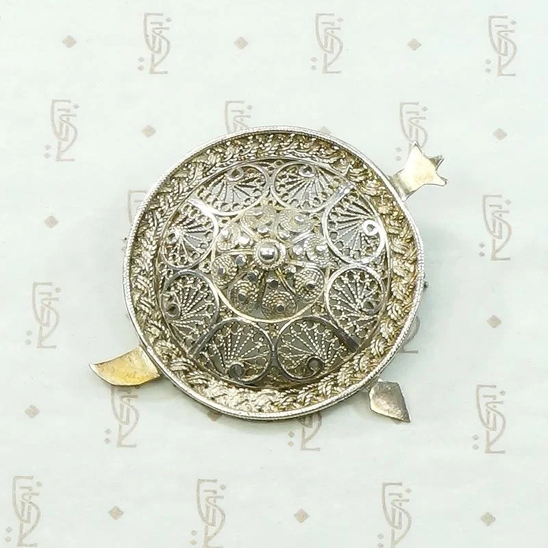 Alloy design brooch-Filigreed Sterling Silver Shield Brooch