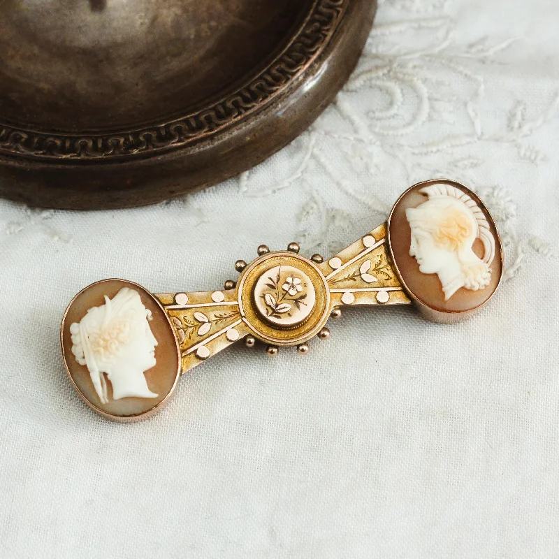 Quartz accent brooch-Classical Inspiration Victorian Cameo Brooch