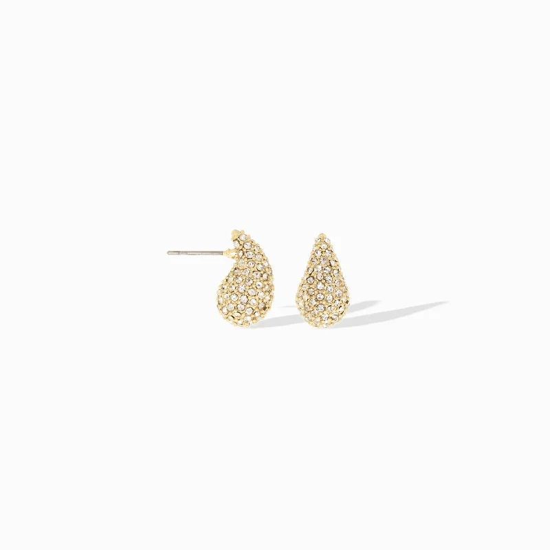 Minimal gem earrings-pave elongated dome earring