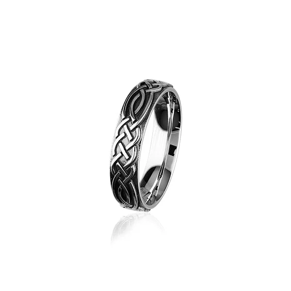 Bamboo design rings-Celtic Silver Ring R404