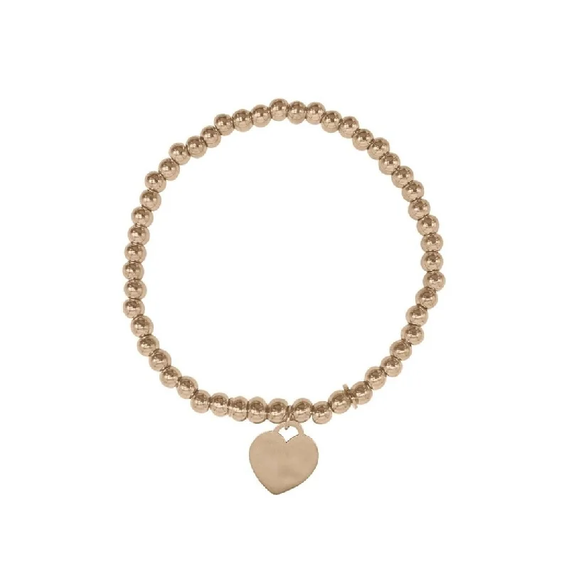 Silk thread bangles-14k Gold Plated Beaded Stretch Bracelet with Heart Charm