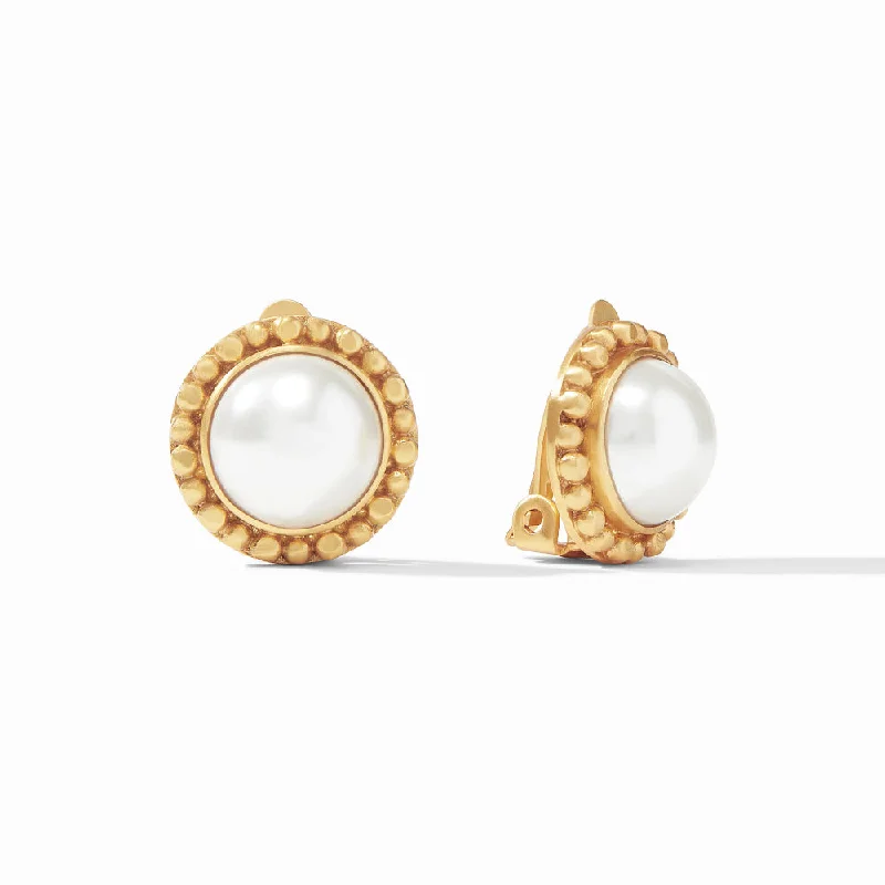 Wide hoop earrings-Julie Vos Marbella Pearl Clip-On Earrings