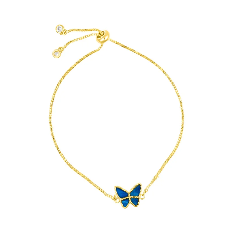 Stellar charm bangles-14k Gold Plated Blue Butterfly Bolo Bracelet