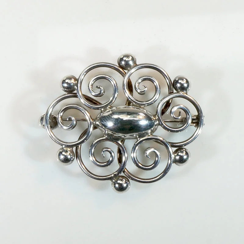 Sculpted gem brooch-Danish Modern Sterling Brooch from Hermann Siersbøl