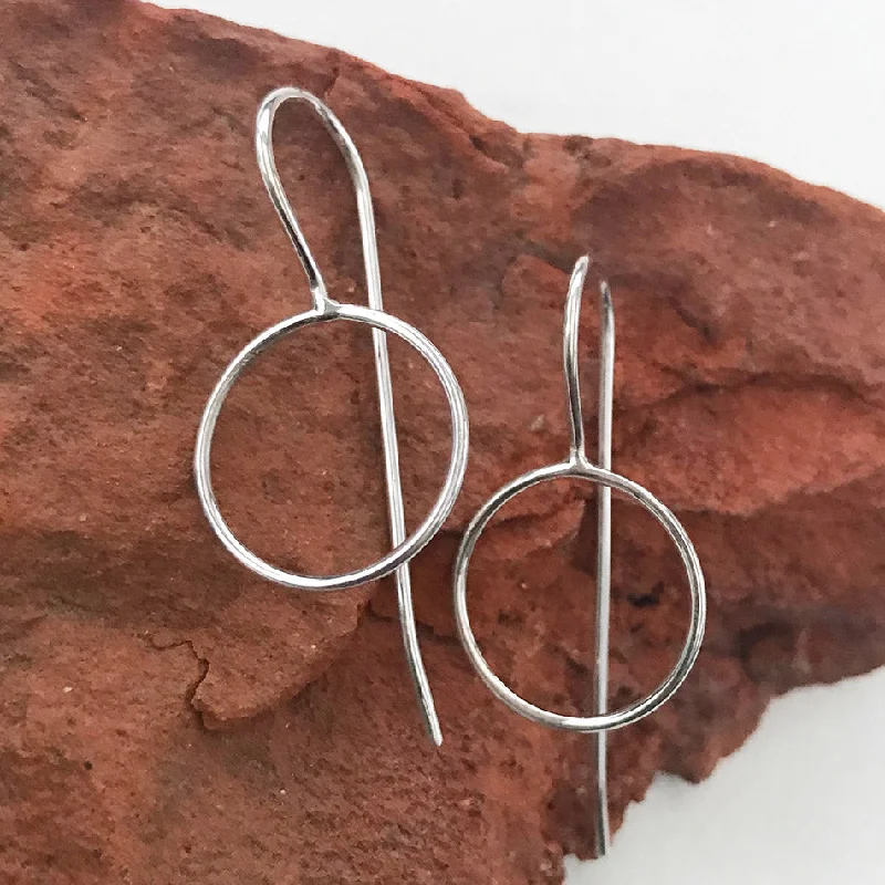 Wave charm earrings-Circle Around Earrings - Sterling Silver, Indonesia