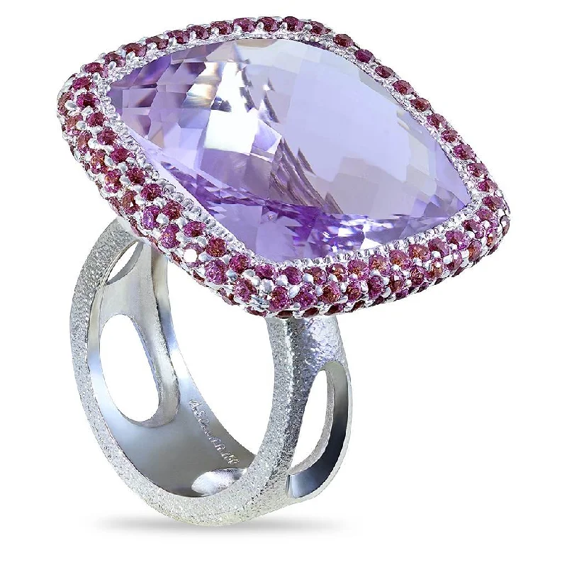 Turquoise gem rings-Gold Royal Ring with Amethyst & Lavender Garnets