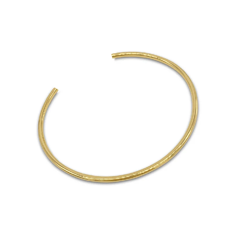 Glossy enamel bangles-Tarnish Resistant 14k Gold Plated Thin Cuff Bracelet