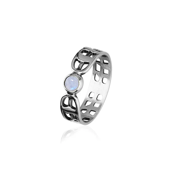 Glossy enamel rings-Solstice Silver Ring SR175