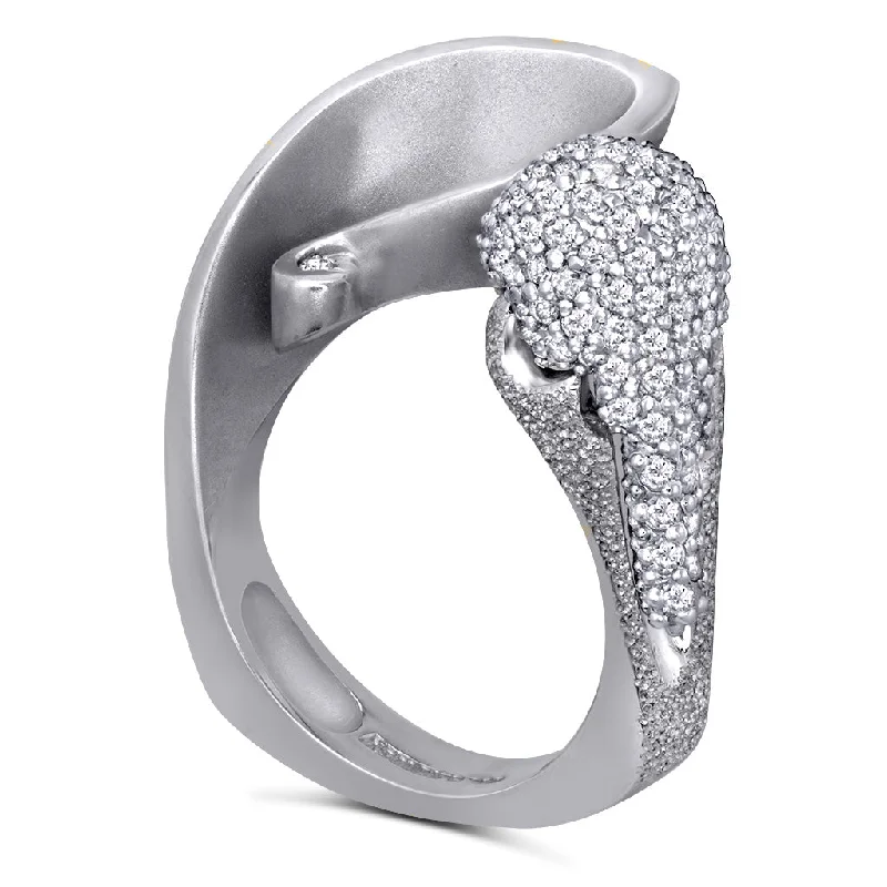 Stretch open rings-Gold Calla Ring with Diamonds