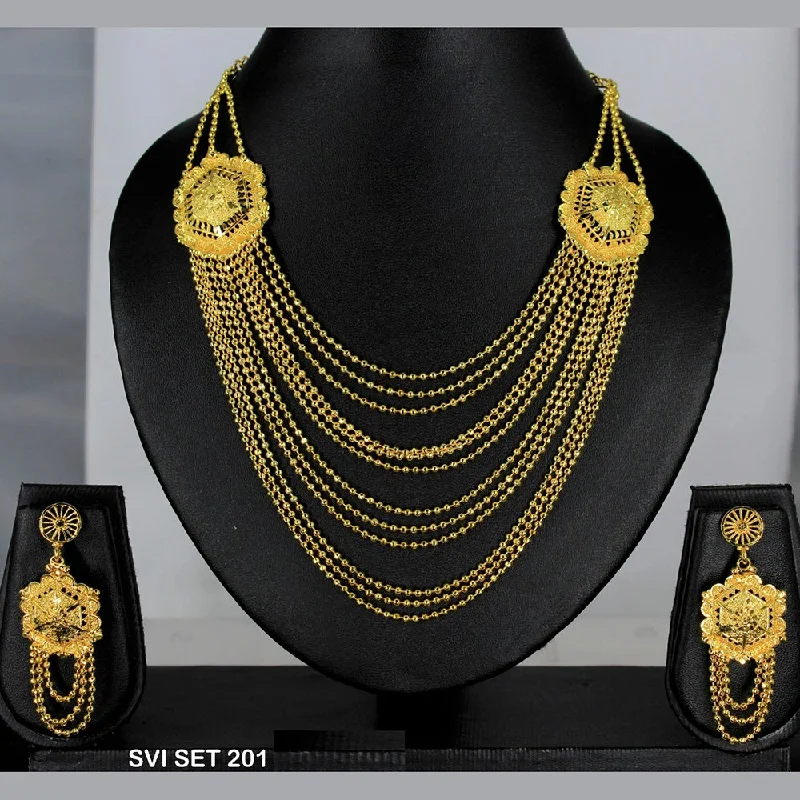 Vivid druzy necklaces-Mahavir Forming Gold Necklace Set  - SVI SET 201