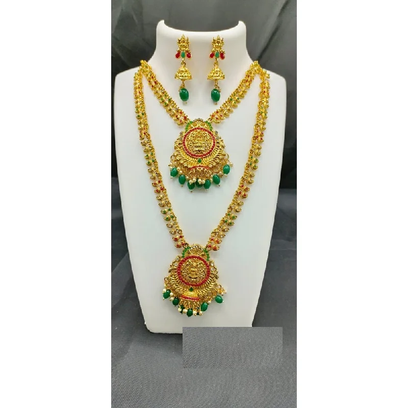 Tide shape necklaces-Akruti Collection Gold Plated Beads And Pota Stone Necklace Combo