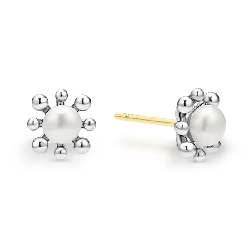 Victorian charm earrings-Lagos Luna Fleur Pearl Stud Earrings