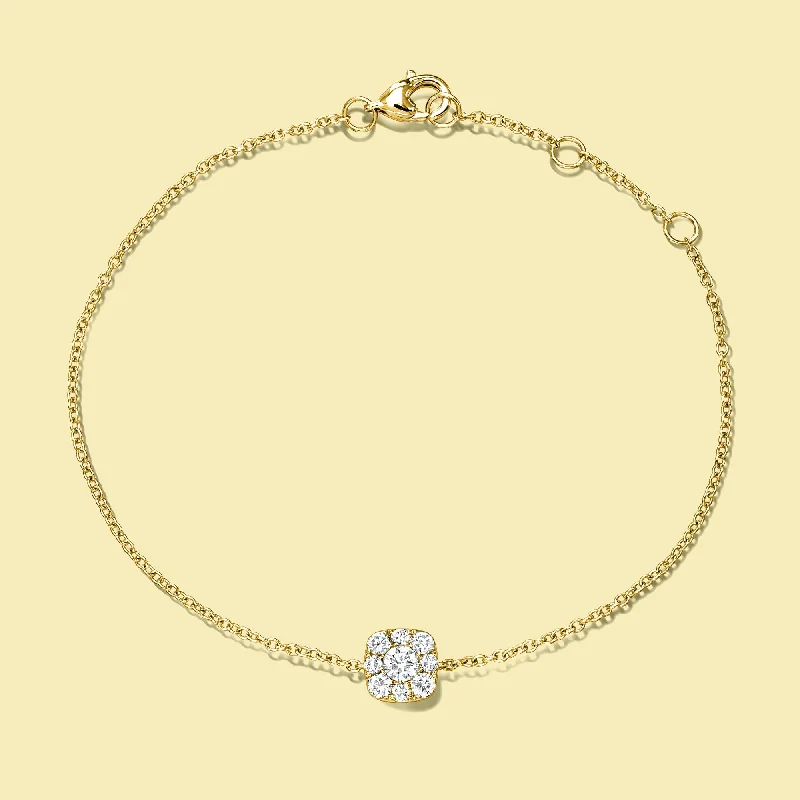 Dove motif bangles-The Alia, Cluster Diamond Cushion Shaped Bracelet