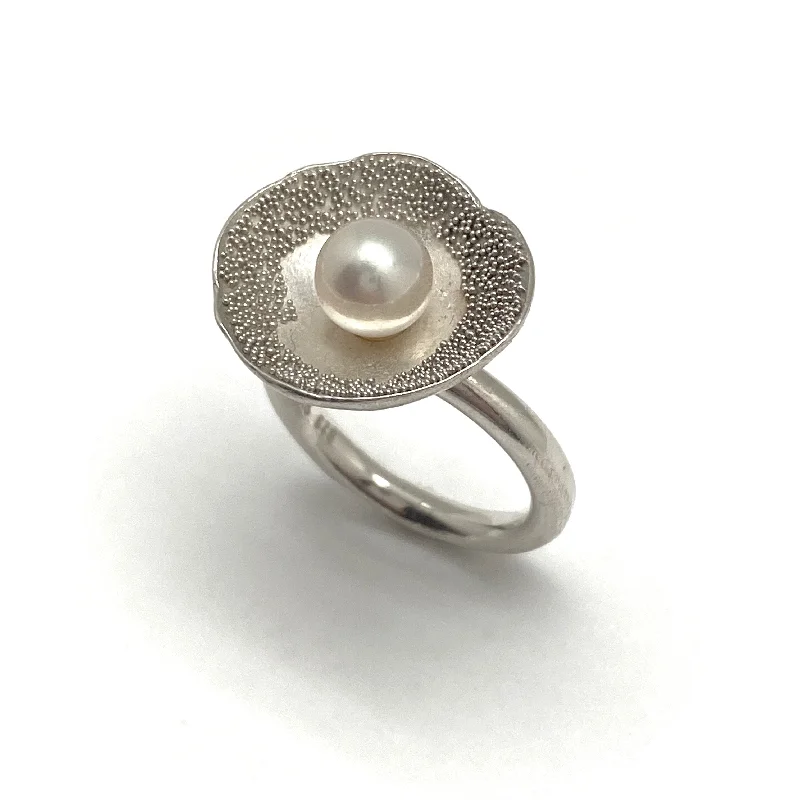 Fine dot rings-Pearl and Sterling Silver Ring