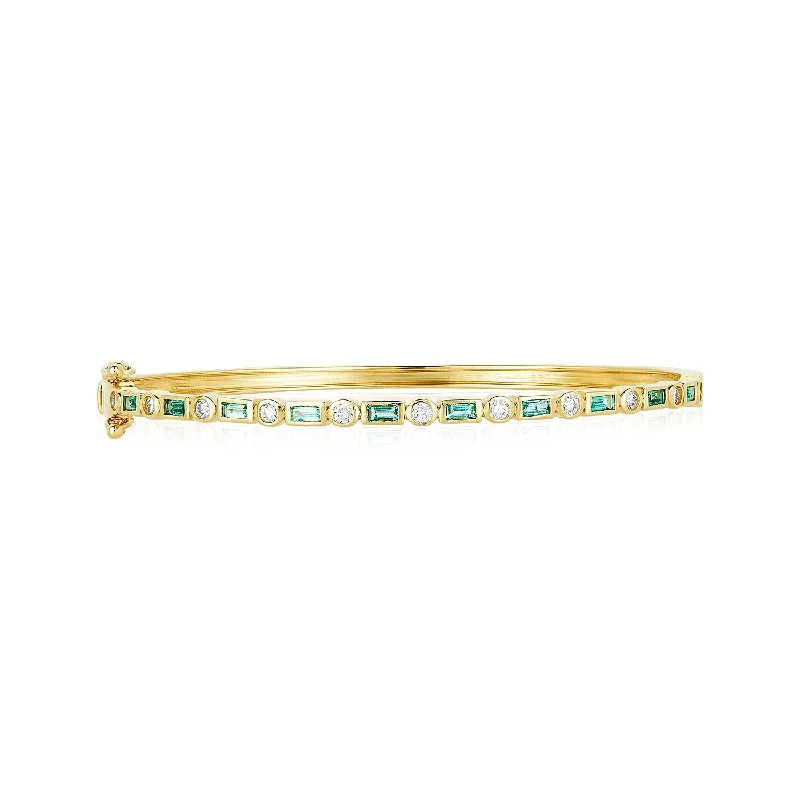 Heavy gem bangles-Emerald & Diamond Art Deco Bangle