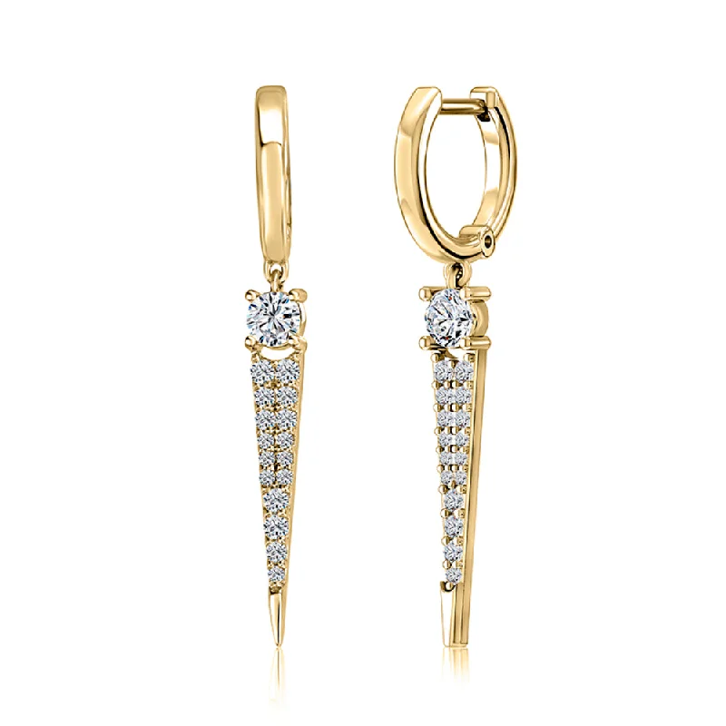 Thin threader earrings-A. Jaffe 14k Sophisticated Diamond Dagger Drop Earrings