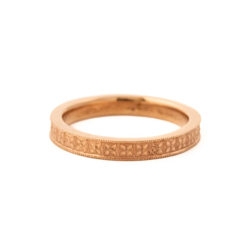 Tide motif rings-Rose Gold Art-Deco Slim Cigar Band