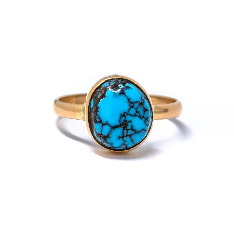 Fox design rings-Gold Hubei Turquoise Ring