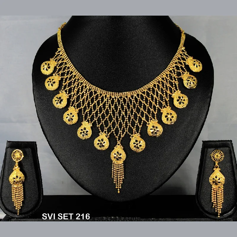 Lustrous pearl necklaces-Mahavir Forming Gold Necklace Set  - SVI SET 216