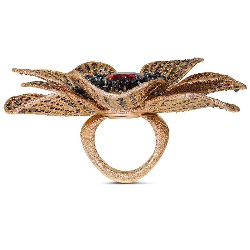 Sleek rose rings-Gold Coronaria Ring with Mandarin Garnet & Diamonds