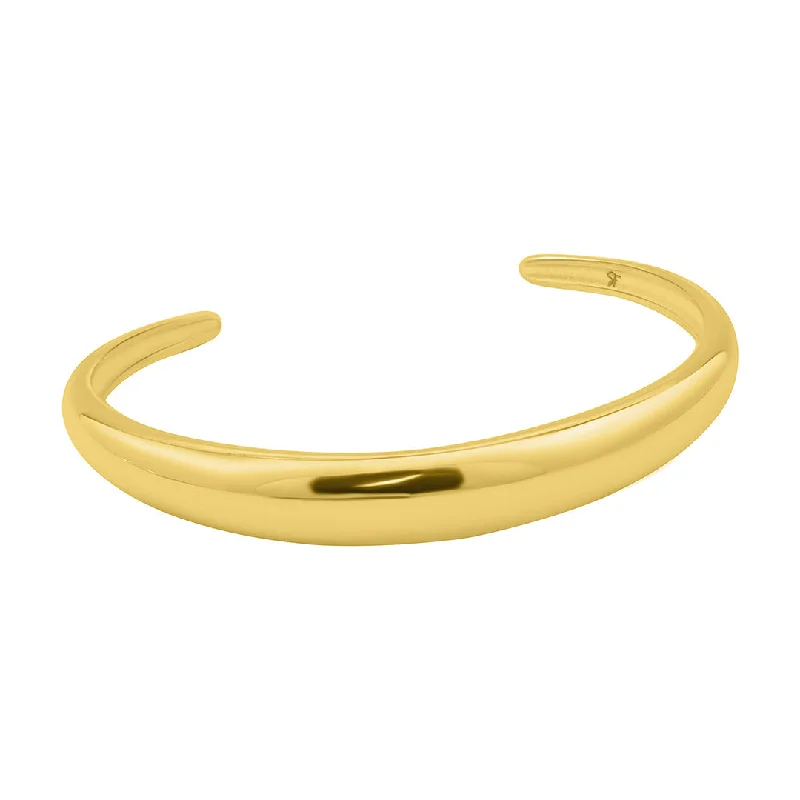 Tiny stack bangles-Tarnish Resistant 14k Gold Plated Dome Cuff