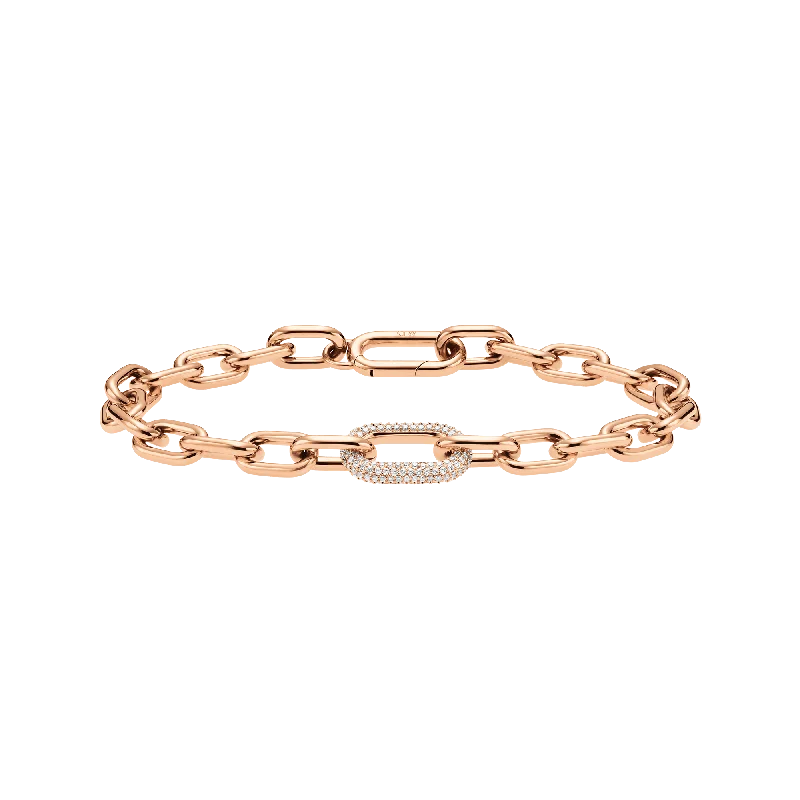 Frosted bead bangles-Crystal Link Bracelet Rose Gold