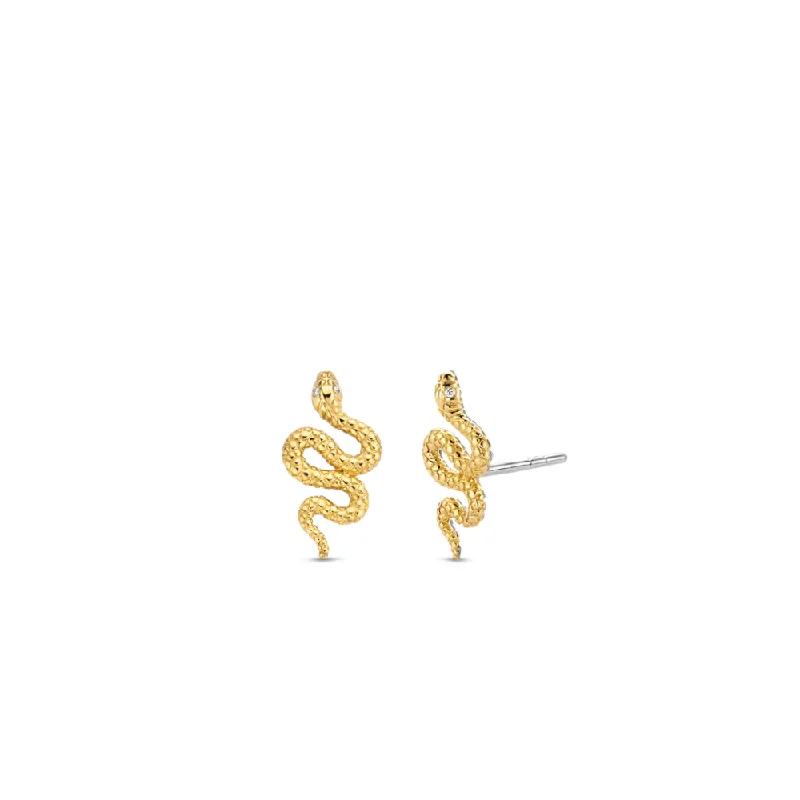 Topaz stone earrings-Ti Sento Snake Stud Earrings