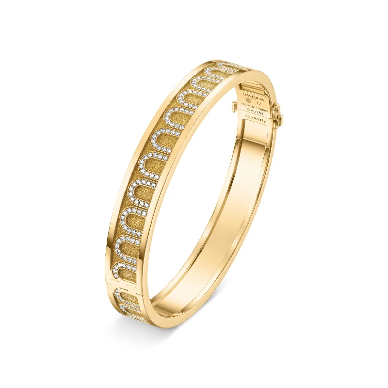 Fiber edge bangles-L'Arc de DAVIDOR Bangle MM, 18k Yellow Gold with Satin Finish and Arcade Diamonds