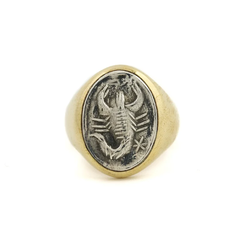 Wide gold rings-Scorpio King Intaglio Signet