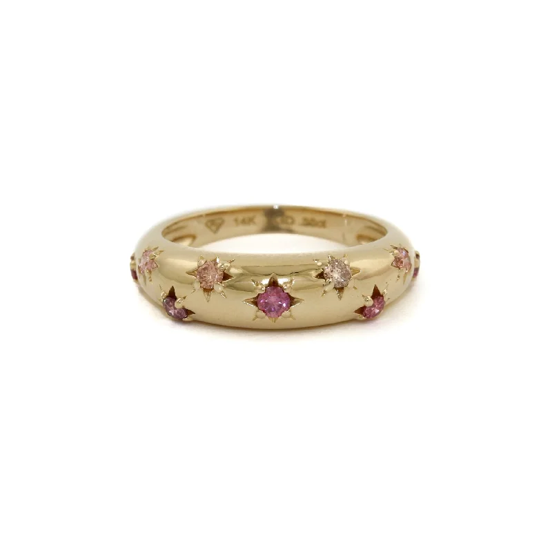 Vibrant enamel rings-14k Gold x Peach Lab Diamond Star Bombe Band