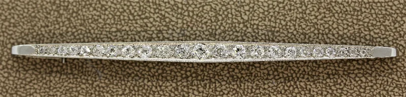 Sleek modern brooch-Edwardian Diamond Platinum Bar-Pin Brooch