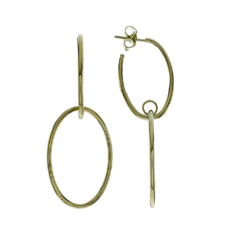 Thick hoop earrings-14k Gold Double Hoop Drop Earrings