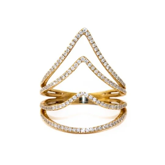 Stellar gem rings-Layered Dagger Diamond Gold Ring