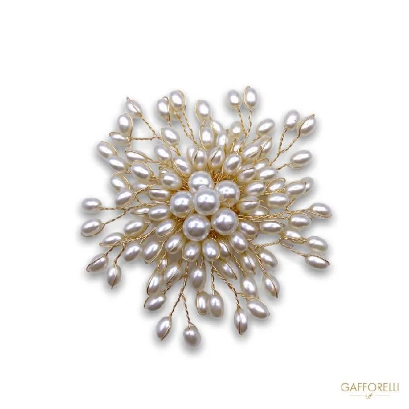 Glossy enamel brooch-Oval Pearl Explosion Brooch D269 - Gafforelli Srl