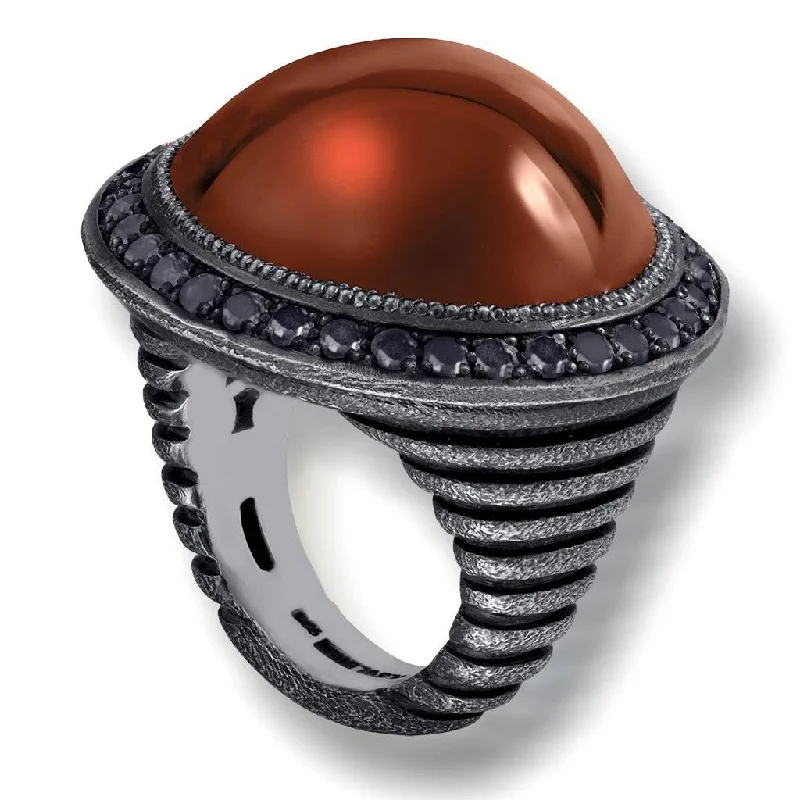 Light filigree rings-Silver Symbolica Ring with Carnelian & Black Spinel