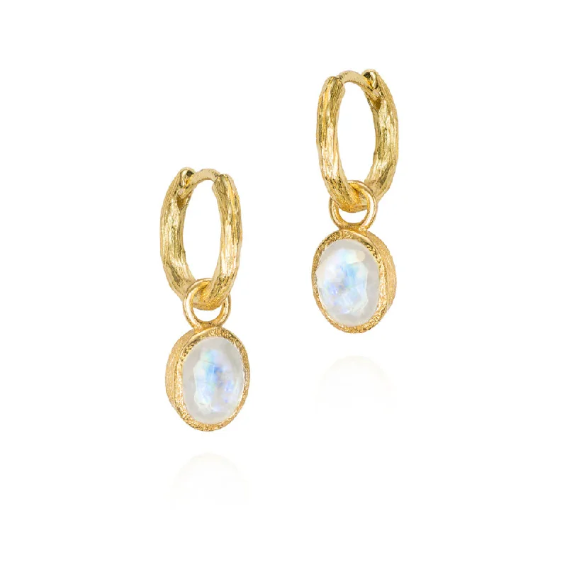 Polished charm earrings-Jorge Revilla Zen Collection Rainbow Moonstone Drop Earrings