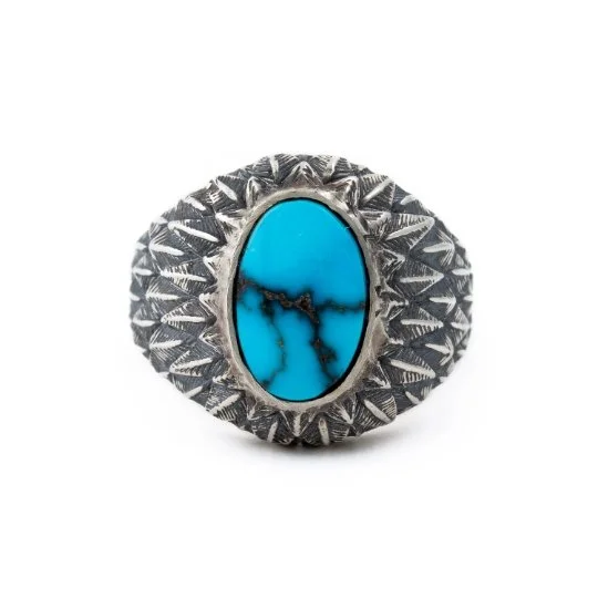 Linen cord rings-Sterling Silver Egyptian Turquoise "Griffin" Ring