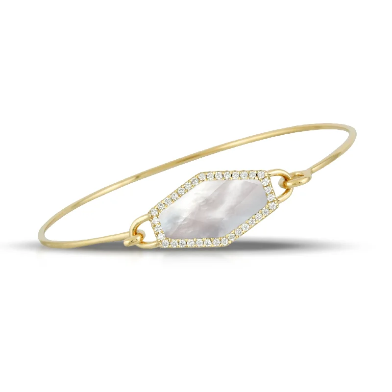 Tide shape bangles-Mother of Pearl and Diamond Bracelet