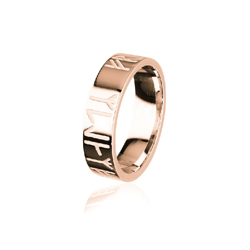 Worn texture rings-Runic Rose Gold Ring RXR262