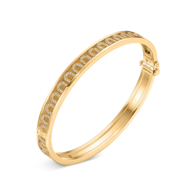 Stone cluster bangles-L'Arc de DAVIDOR Bangle PM, 18k Yellow Gold with Satin Finish and Arcade Diamonds