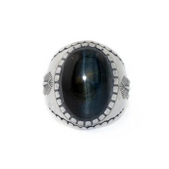 Curved shank rings-"Shiso" Ring x Blue Tiger's Eye