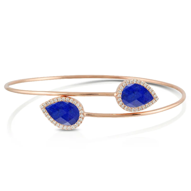 Vintage wrap bangles-Lapis and Diamond Bracelet